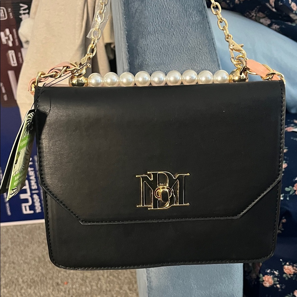 BADGLEY MISCHKA Black /Blush Women's Handbag with Gold Accents